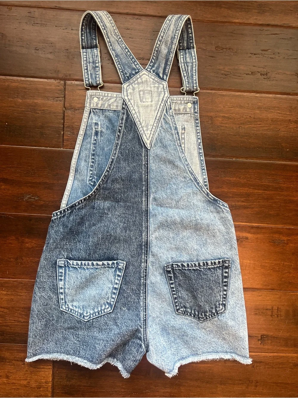 GAP Two-Tone Light and Dark Blue Denim Short Overalls
